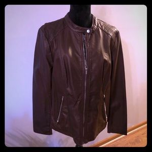 EUC *like new* brown faux leather jacket